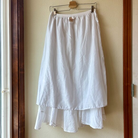 White Embroidered Floral 100% Cotton Midi Skirt Boho Peasant Skirt Size L Summer - Picture 9 of 9